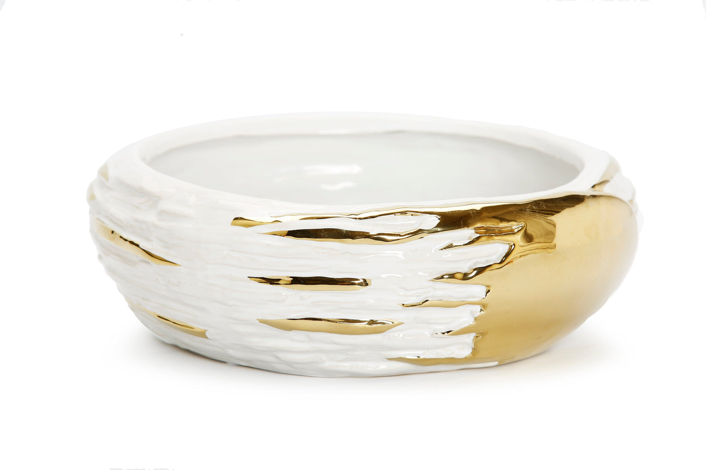 11"D White and Gold Fruit Bowl