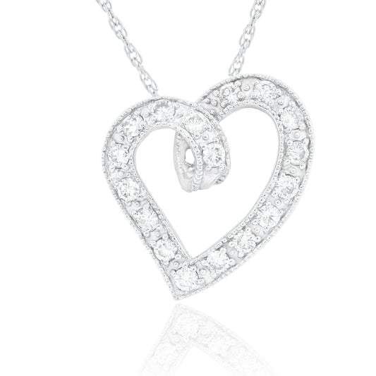 14KT WHiTe GOLD DIAMOND PENDANT 1.15CT HEART SHAPE